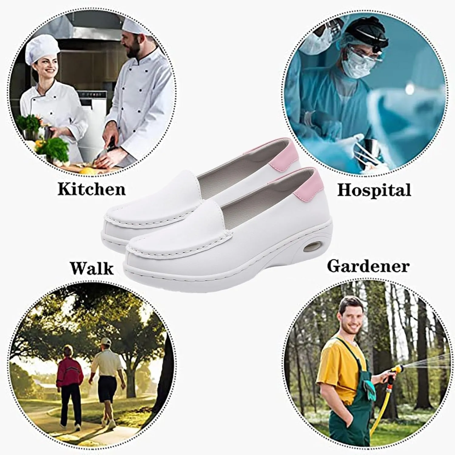 Yytcsjz Women's Casual Loafers, Women Slip on Hospital Breathable Nurse Work Leather Shoes, Comfortable Platform Soft Bottom Orthopedic Sneakers, for Medical Workers, Doctors